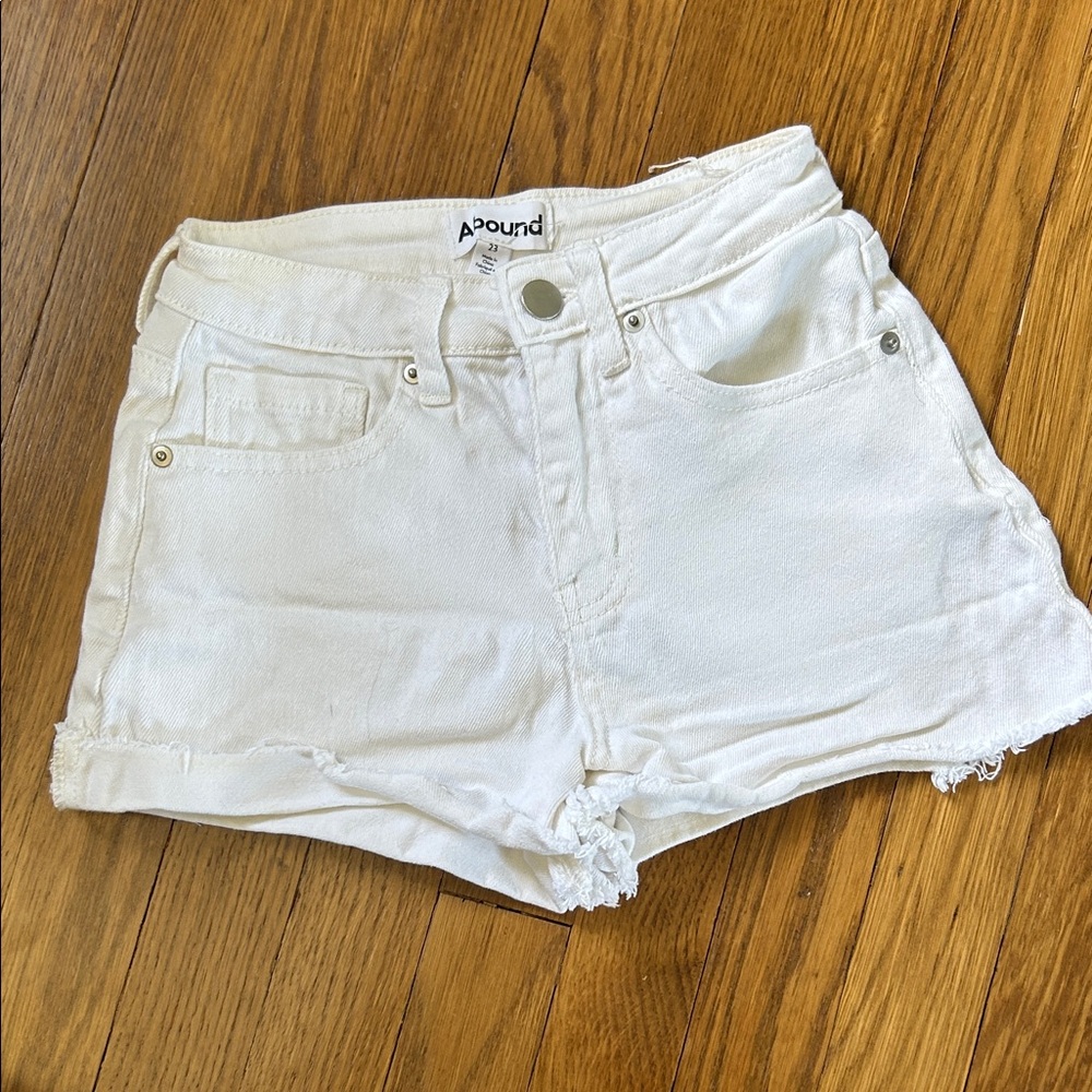 Abound White Frayed Hem Denim Shorts